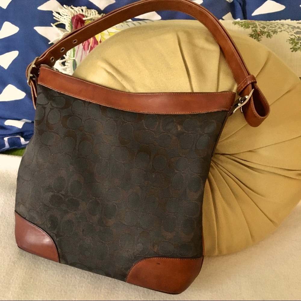 Vintage Coach 6346 Signature Slim Duffle Brown